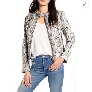 Anthropologie BB Dakota Women's Snake It or Break It Vegan Moto Jacket Size L